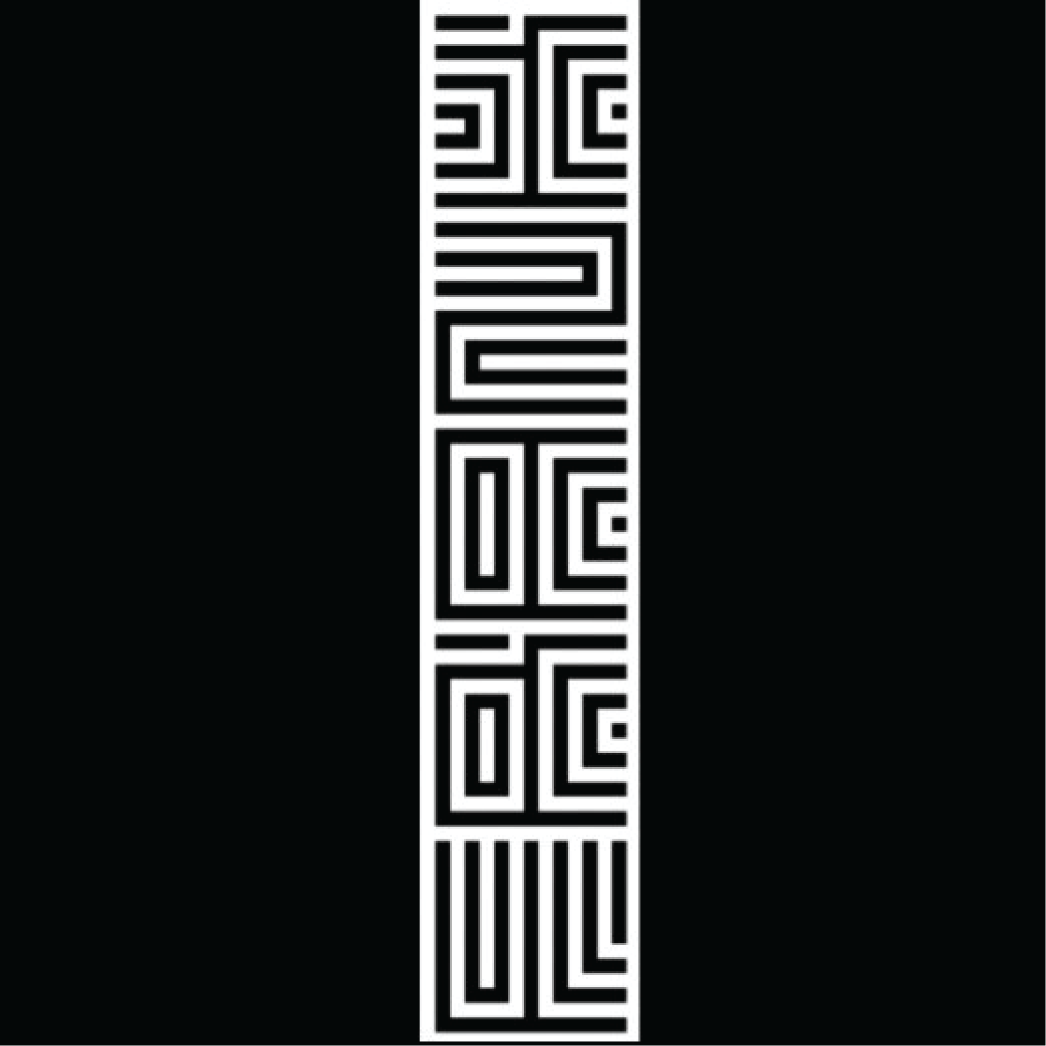 Frank Foilboards Logo has vertical pattern of interlocking shapes on a black background and put on his amazing downwind foilboards