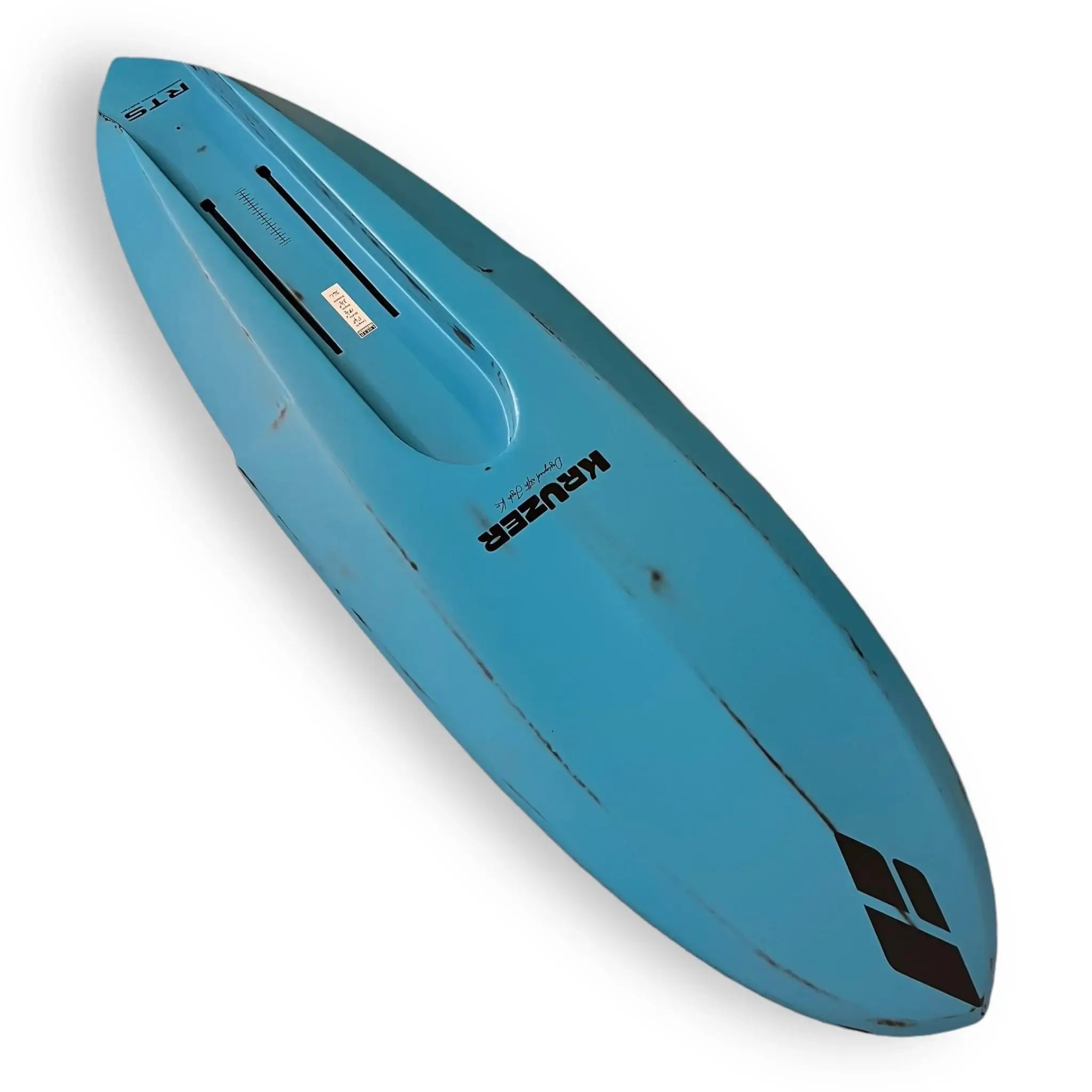 KrUzer RTS 4'8" foilboard for Foil Drive, showcasing its sleek blue design and recessed track system.