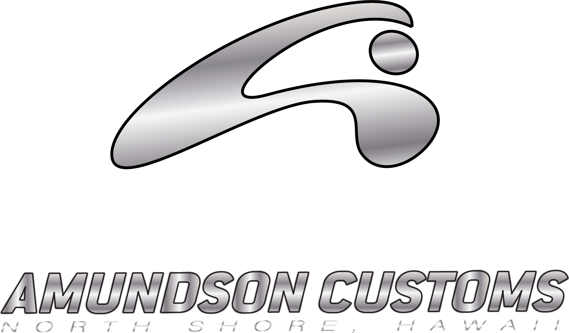 hydrofoil board builder Amundson Customs logo with a stylized letter 'A' on a white background