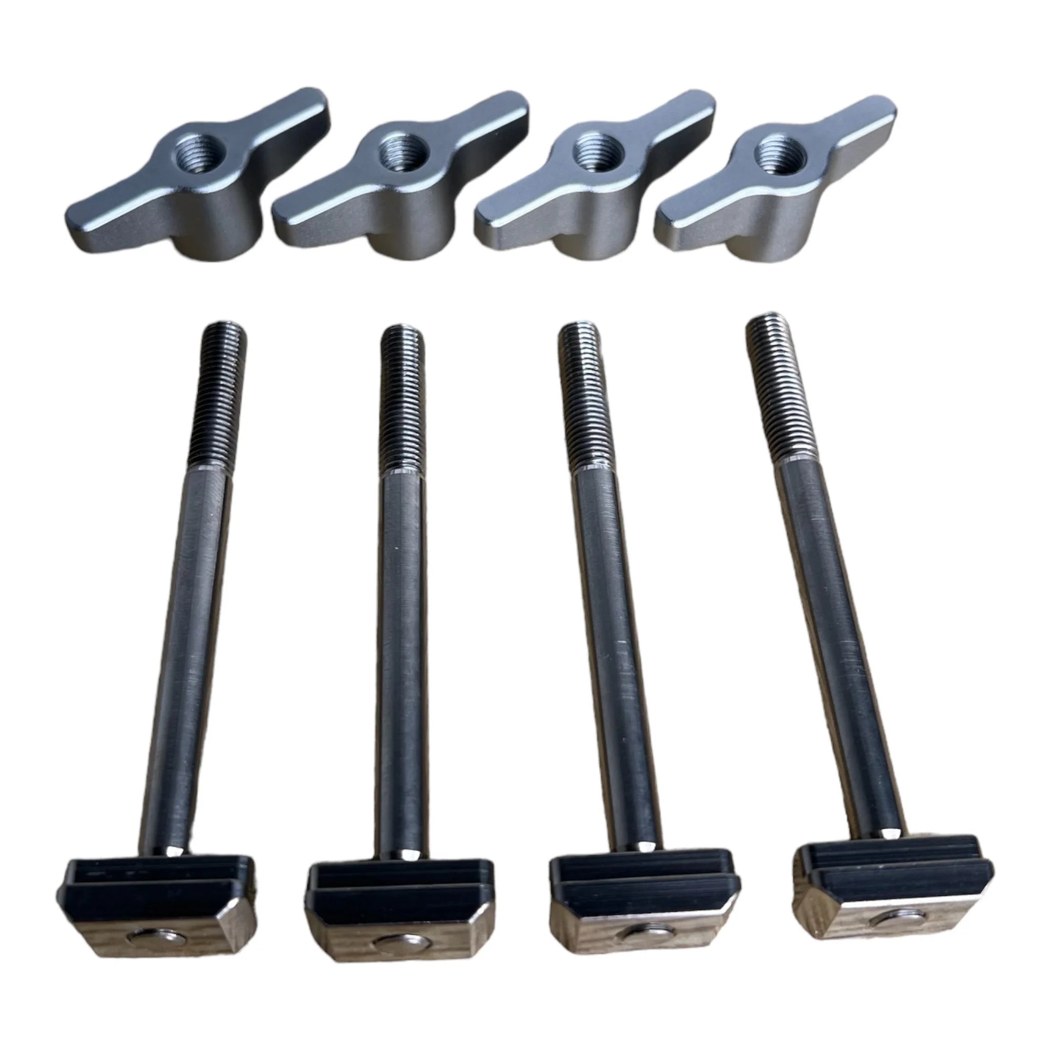Overview of Foildrive Gen 2 MAX wingnut set with titanium studs and anodised wingnuts