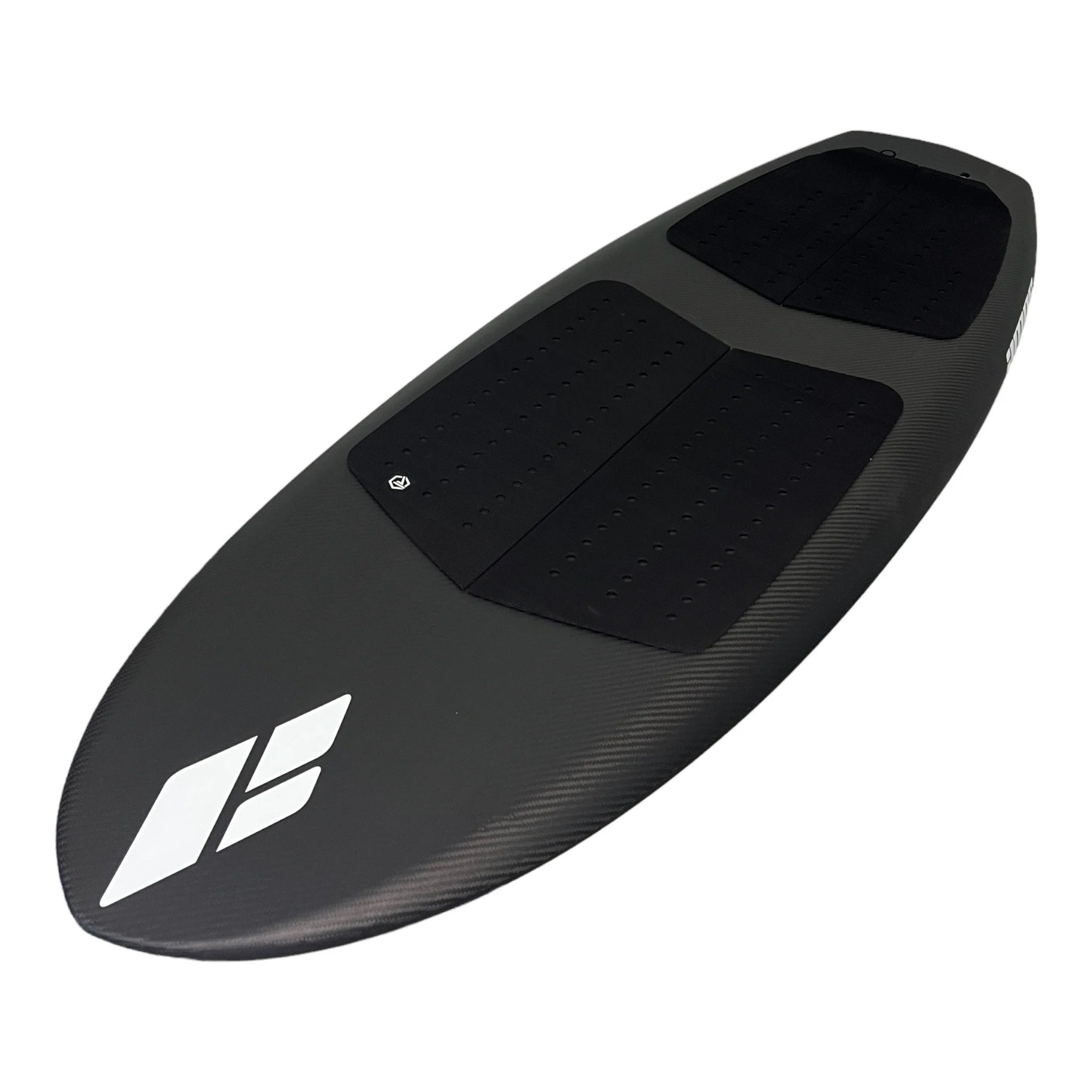 Angled view of Frequent Flyer 4'8" x 21 1/4" x 3" prone foilboard by Amos Shapes