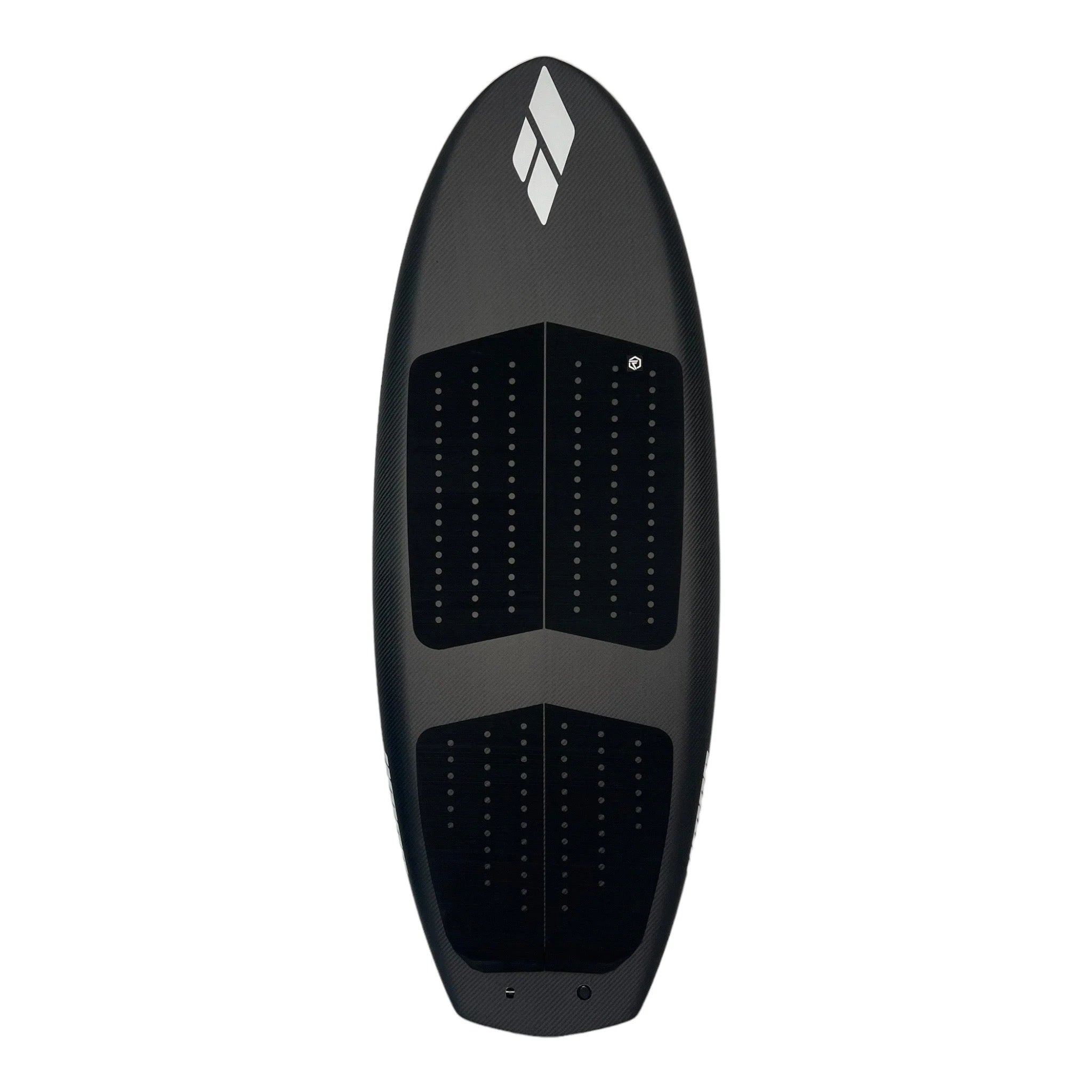 Deck view of Frequent Flyer 4'8" x 21 1/4" x 3" prone foilboard by Amos Shapes