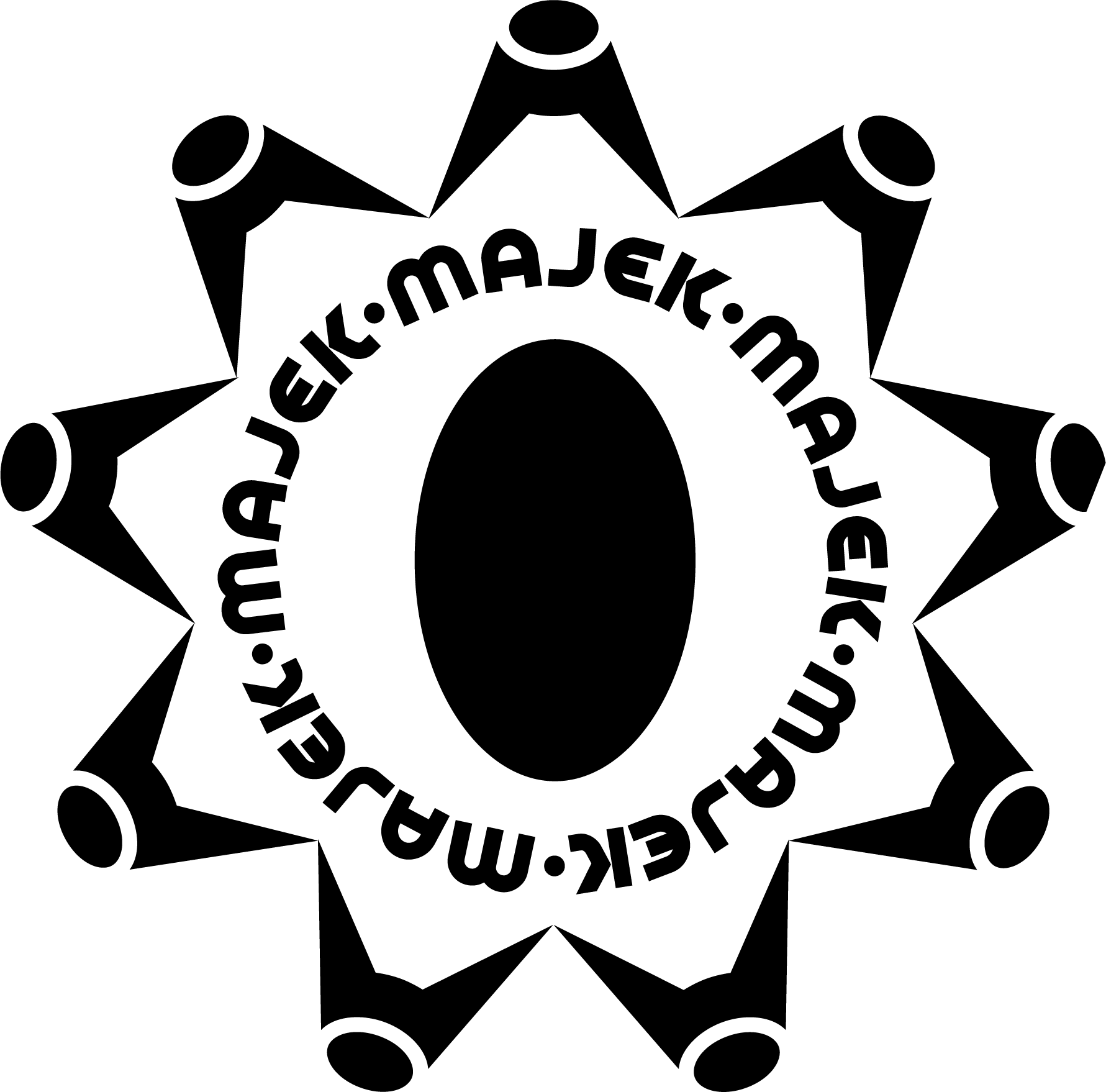 Legendary surfboard and foilboard shaper Glen Pang's Black and white logo with 'MAJEK' text and geometric design on a white background