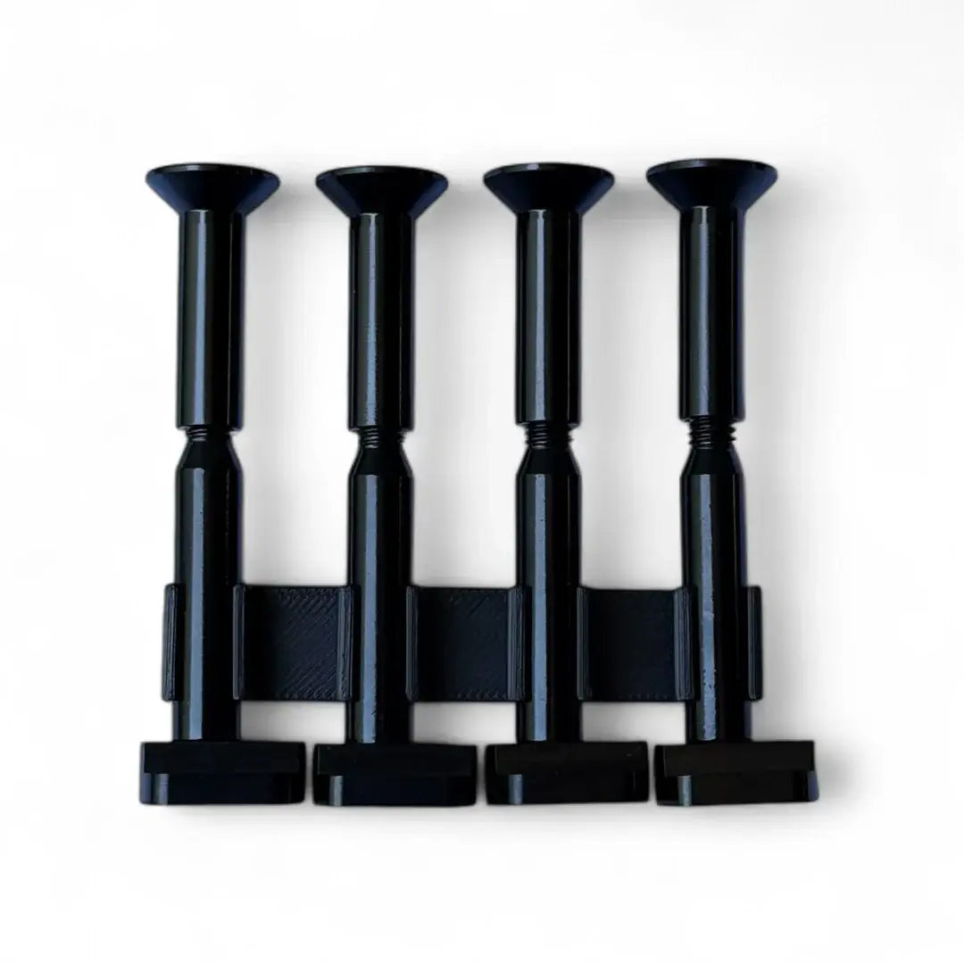 Close-up of titanium split bolt with T-nut and fixed stud