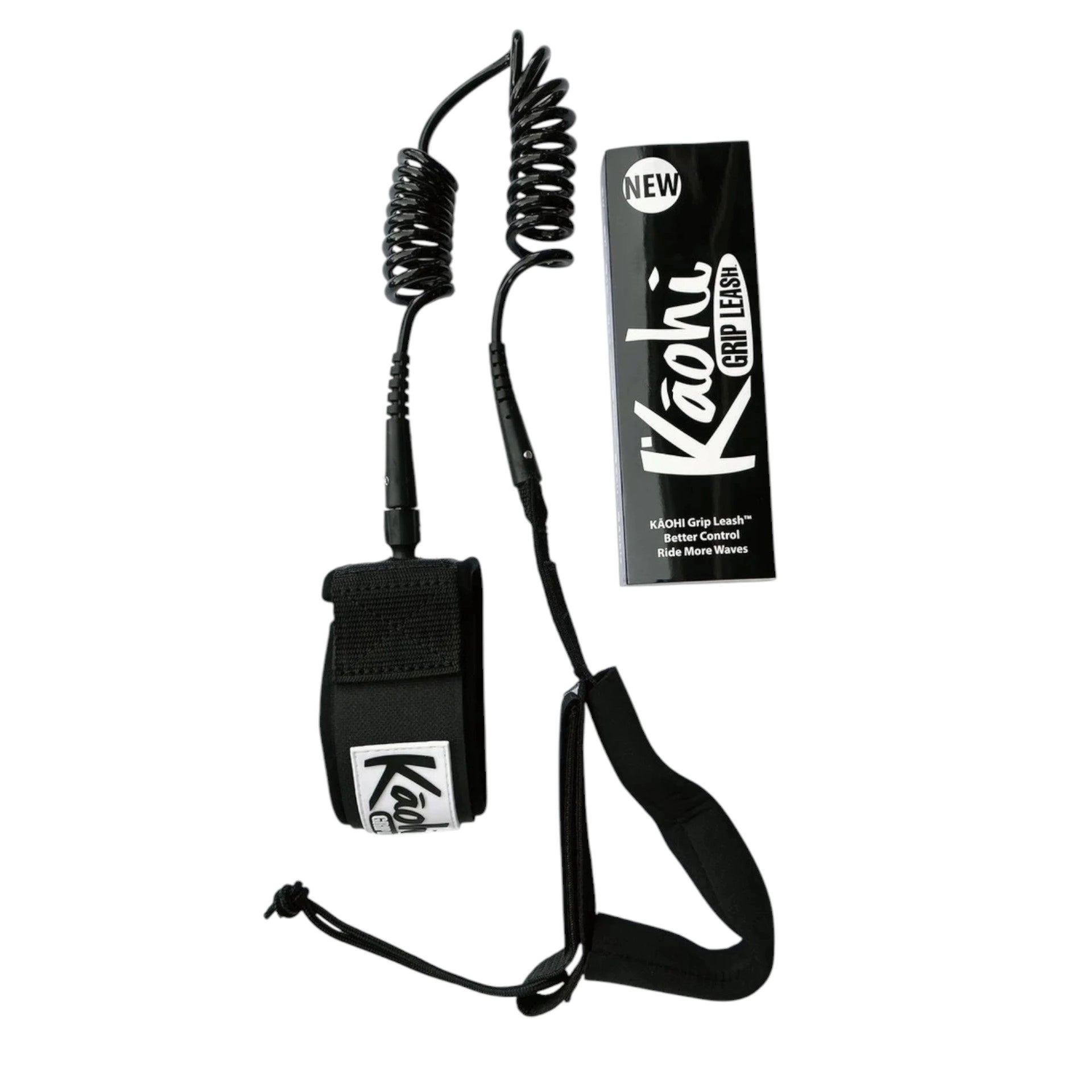 Kāohi Grip Leash™ - Double Coil 8 mm - Black