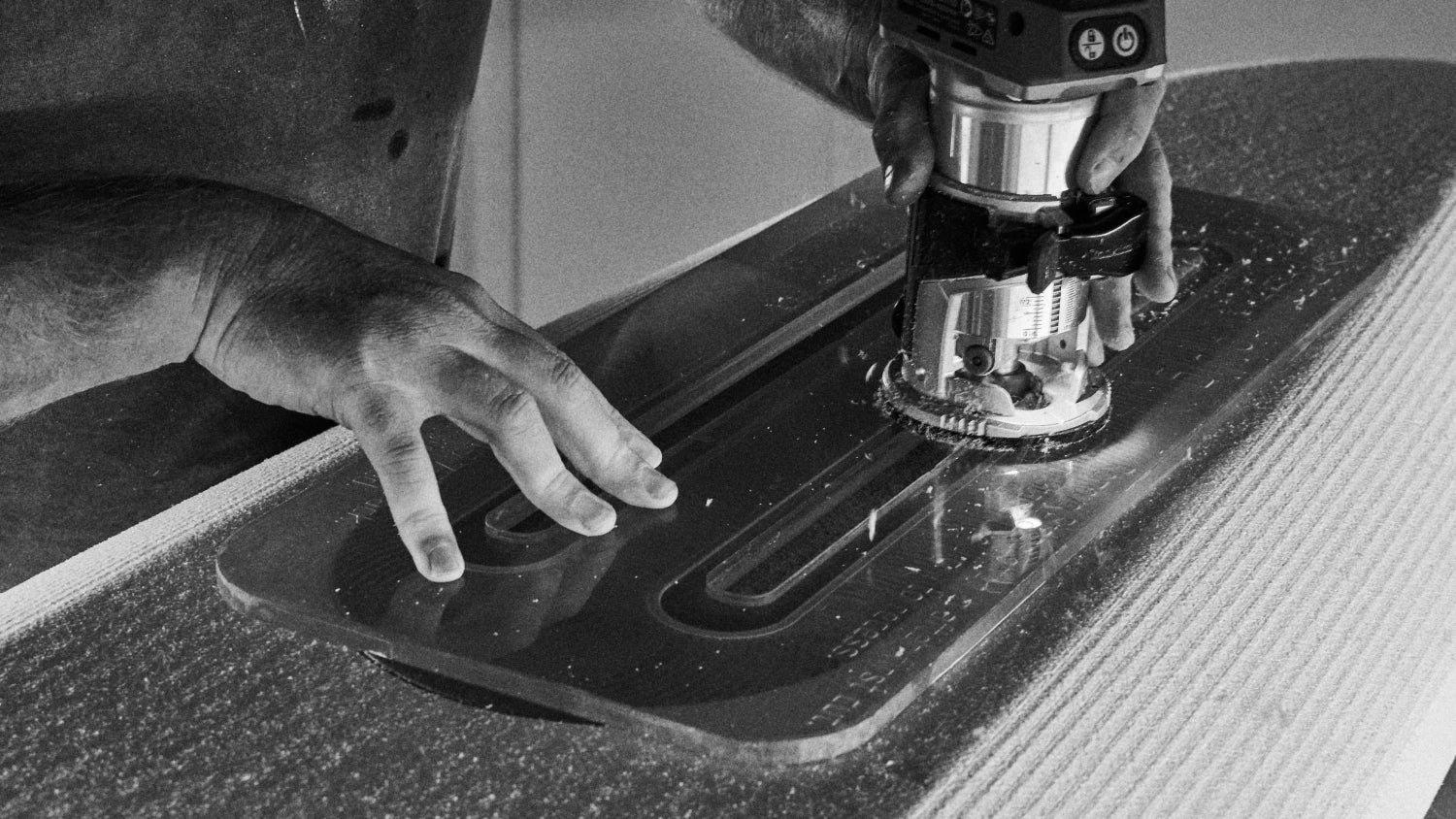 Foilboard manufacturing process at Foil Tec - hydrofoil tracks installation