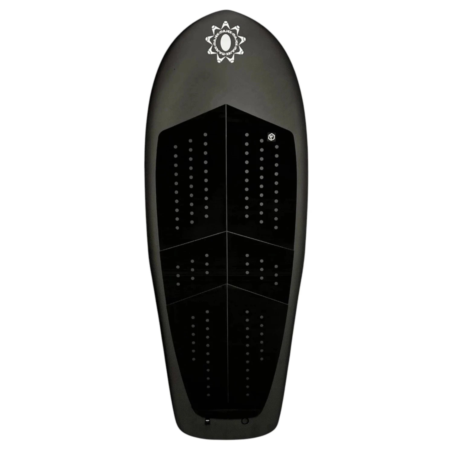 Deck view of Majek Cadabra prone carbon foilboard by Glenn Pang