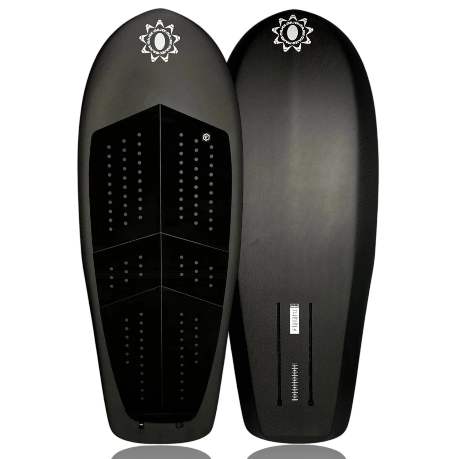 Deck and Bottom view of Majek Cadabra carbon foilboard by Glenn Pang